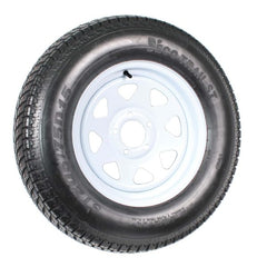 2-Pack ST205/75D15 Trailer Tires with 15-Inch White Spoke Rims, Load Range C, 5-Lug Wheel