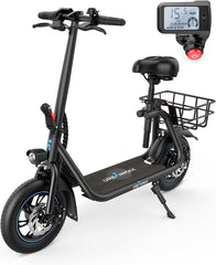 450W Electric Scooter with Seat, 22-Mile Range