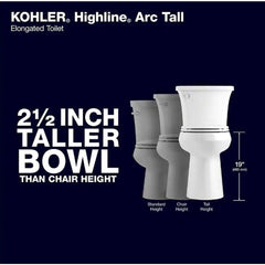 Extra-Tall Elongated Toilet, 1.28 GPF, White, with Seat