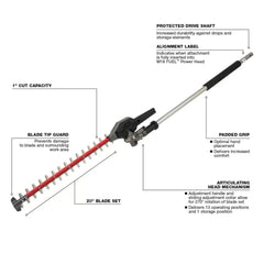 Milwaukee 49-16-2719 M18 FUEL 18V 20-Inch QUIK-LOK Hedge Trimmer Attachment
