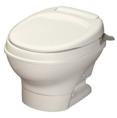 Low RV Toilet with Hand Flush, Parchment