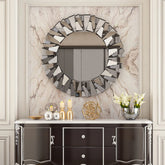 32 Inch Round Decorative Wall Mirror, Glass Accent Mirror for Home Decor