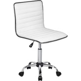 Adjustable Mid-Back Armless Swivel Office Chair, Ribbed Task and Vanity Chair for Small Spaces