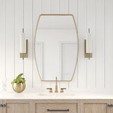 Modern Oblong Metal Wall Mirror, Decorative Elongated Hanging Mirror for Living Room, Bedroom and Entryway