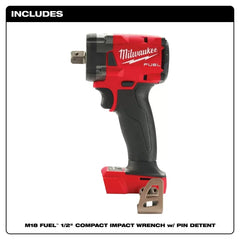 Milwaukee Pre-Sale 2855P-20 M18 FUEL 18V 1/2" Impact Wrench w/ Pin Detent - Bare Tool