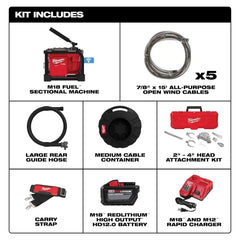 Milwaukee 2818A-21 M18 FUEL 18V 7/8" Sectional Machine Cable Kit