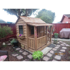 Little Squirt 6x6 ft Wooden Playhouse for Kids, Western Red Cedar Outdoor Playhouse with Screened Windows, Dutch Door & Floor Included