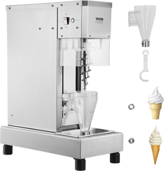 750W Ice Cream Blender Machine - 304 Stainless Steel Milkshake Mixer with Dual Hoppers