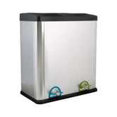 60L 2 Compartment Stainless Steel Recycling Bin, Dual Section Trash Sorter Container for Kitchen, Home & Office
