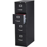 4-Drawer Lockable File Cabinet, Black, 25-Inch D x 15-Inch W