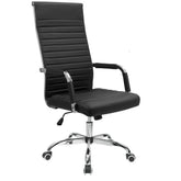 Ribbed High Back Office Chair, Ergonomic Conference Desk Chair for Home Office, Meeting Room and Workspace