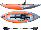 Inflatable Tandem Whitewater Kayak with High-Pressure Floor, EVA Padded High-Back Seats, Paddles and Pump