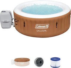 2-4 Person Inflatable Hot Tub, Portable Round Outdoor Spa with 120 Soothing Air Jets and Insulated Cover, Black