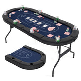 Foldable Poker Table for 8 Players, Card Game Table with Deep Metal Cup Holders
