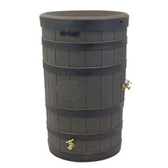 50 Gallon Rain Barrel - Decorative Stone Texture Rainwater Collection Barrel with Brass Spigots