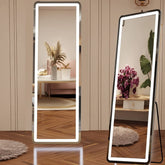64 x 21 Inch Full Length LED Floor Mirror with Stand, Wall Mounted Full Body Mirror