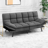 Convertible Futon Sofa Bed with Memory Foam, Foldable Loveseat Sleeper with Adjustable Armrests