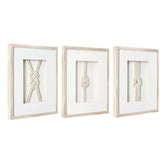 3-Piece Framed Nautical Knots Wall Decor Set, Natural Finish Coastal Wall Art