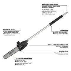 Milwaukee 49-16-2720 M18 FUEL 18V 10-Inch QUIK-LOK Pole Saw Attachment