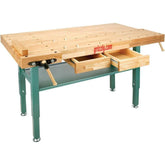 Heavy-Duty Oak Workbench with Steel Legs