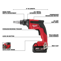 Milwaukee 2866-22 M18 FUEL 18V Drywall Scew Gun Kit w/ Drywall Cut Out Tool