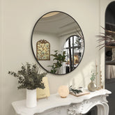 Round Metal Black Frame Bathroom Vanity Mirror, Wall Mounted Decorative Mirror
