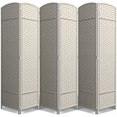 6 Panel Room Divider, 6ft Tall Extra Wide Folding Privacy Screen with Hand-Woven Mesh Panels