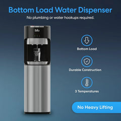 Bottom Loading Water Cooler Dispenser – 3 Temp Settings with Child Safety Lock & LED Empty Alert