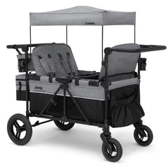 Convertible 4-Kid Wagon Stroller with 5 Seating Options, Canopy, Storage, Cooler & Safety Harnesses