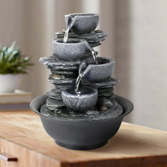 4-Tier Indoor Water Fountain, Relaxing Waterfall Feature for Home, Living Room and Bedroom Decor