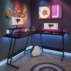 L Shaped Gaming Desk, Corner Computer PC Workstation for Gaming, Home Office and Study