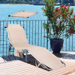Folding Lounge Chair with Canopy – Shade Chair with Storage Pocket