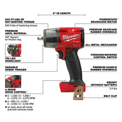 Milwaukee Pre-Sale 2960-20 M18 FUEL 18V 3/8" Cordless Mid-Torque Impact Wrench -Bare Tool