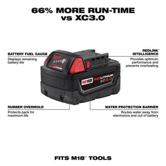 Milwaukee 48-59-1852B M18 18V XC5.0 Battery Starter Kit - 2 PK