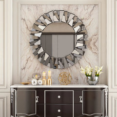 32 Inch Round Decorative Wall Mirror, Glass Accent Mirror for Home Decor