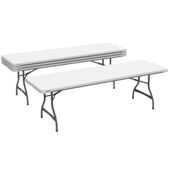 4-Pack Commercial 8-Ft. Folding Tables, Stacking, White