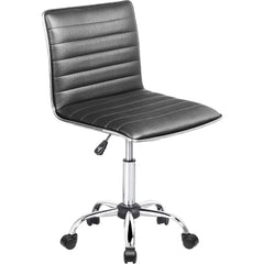 Adjustable Mid-Back Armless Swivel Office Chair, Ribbed Task and Vanity Chair for Small Spaces