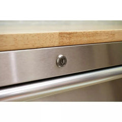 72 Inch Mobile Workbench with 18 Drawers - Stainless Steel Rolling Tool Cabinet with Wood Top