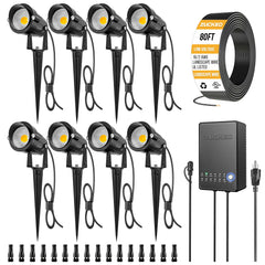 8 Pack 5W LED Landscape Lighting Kit, 3000K Warm White Low Voltage Outdoor Garden Pathway Lights