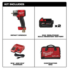 Milwaukee Pre-Sale 2960-22R M18 FUEL 18V 3/8" Mid-Torque Impact Wrench w/ Ring Kit