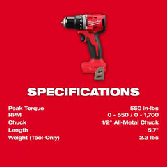Milwaukee Pre-Sale Pre-Sale 3601-20 M18 18V 1/2" Compact Brushless Drill Driver - Bare Tool