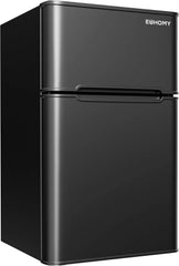 3.2 Cu. Ft. 2-Door Mini Fridge with Freezer, Compact Refrigerator, Silver