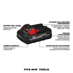 Milwaukee 48-11-1837 M18 18V 3.0Ah REDLITHIUM Compact Battery Pack, 2pk