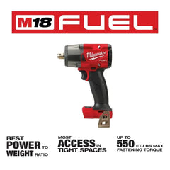 Milwaukee Pre-Sale 2962P-22R M18 FUEL 18V 1/2" Mid-Torque Impact Wrench w/ Pin Detent Kit