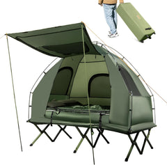 5-in-1 Camping Tent Cot with Air Mattress, Pillow, Sleeping Bag, Waterproof Elevated Folding Bed