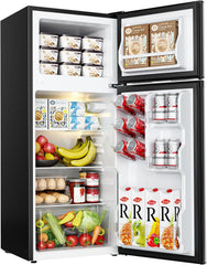3.2 Cu. Ft. 2-Door Mini Fridge with Freezer, Compact Refrigerator, Silver