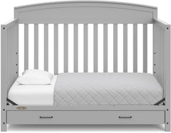 5-in-1 Convertible Baby Bed with Storage Drawers, White, Converts to Toddler Bed, Daybed and Full-Size Bed