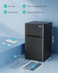 3.2 Cu. Ft. 2-Door Mini Fridge with Freezer, Compact Refrigerator, Silver