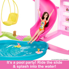 Dollhouse Playset with Slide, 10 Play Areas and 75+ Accessories
