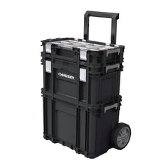 22-Inch Modular Rolling Tool Box System - 3-Piece Mobile Tool Cart with Toolbox & 12-Bin Organizer